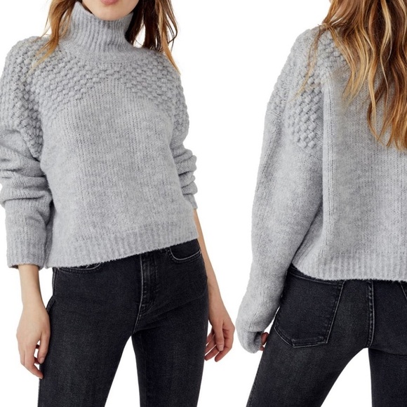 Free People Bradley Pullover Sweater in Light Gray Textured Knit XL - Picture 8 of 8